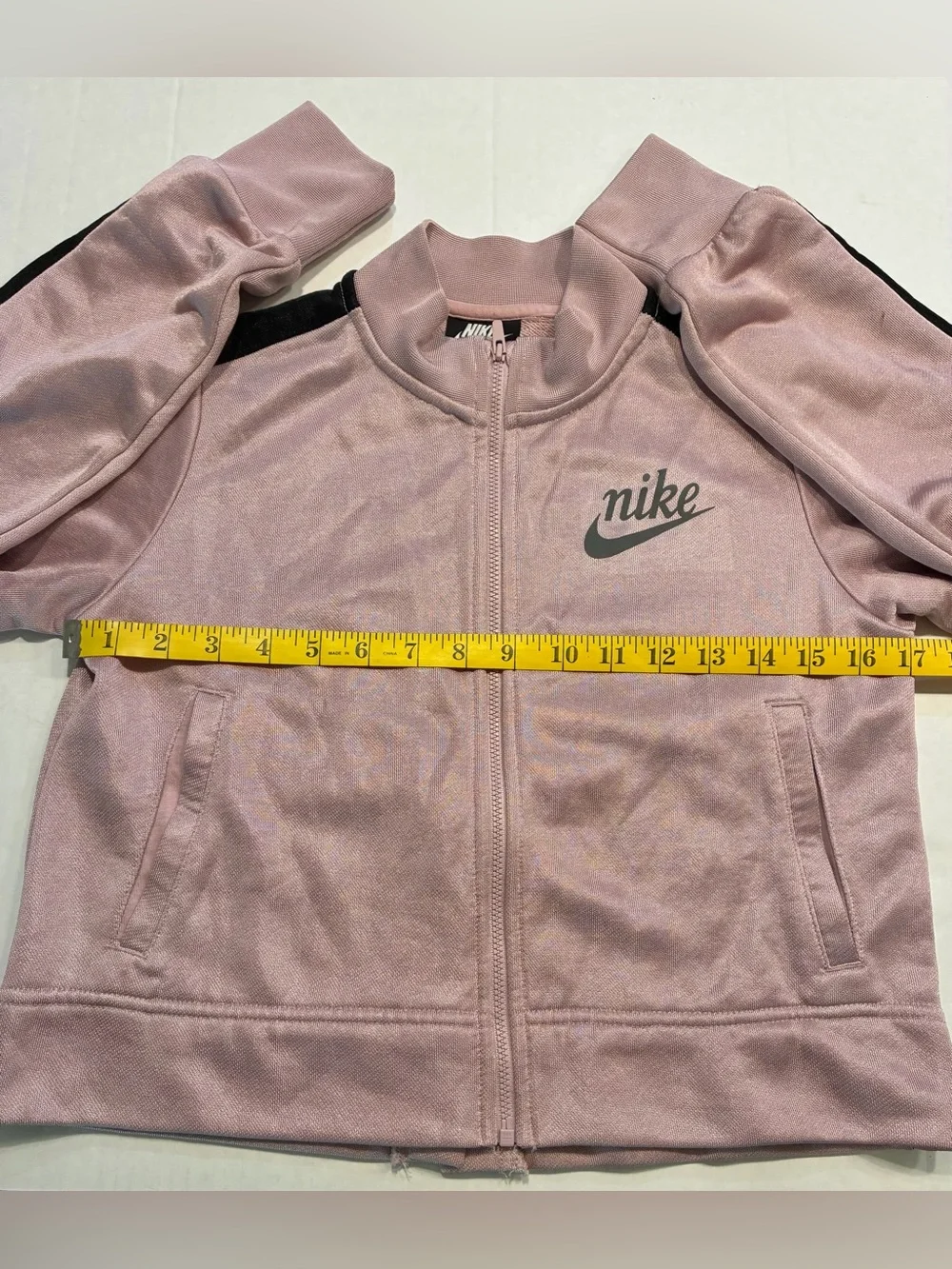 Nike 🟣 Girls Size Large NSW Icon Jacket in Plum Chalk with Black Stripes